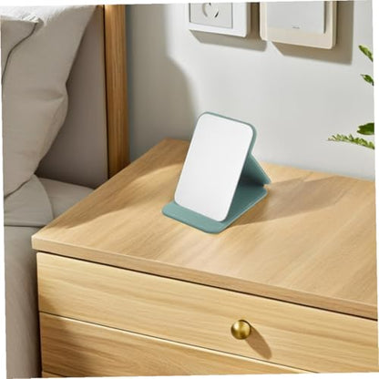 VICASKY 2pcs Portable Desk Makeup Mirrors with Stand Small Folding Vanity Mirror for Travel, Dorm, Bathroom, Countertop Use in Blue-Green