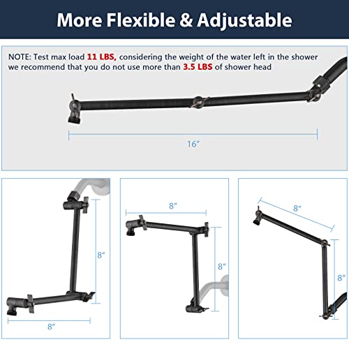PDPBath Shower Extension Arm, 16" Upgrade Solid Brass Shower Head Extender, Adjustable Height Extended with G1/2 Universal Connection for Rain & Handheld Shower Head - Oil Rubbed Bronze - color: Oil Rubbed Bronze, style: 8 Inch + 8 Inch