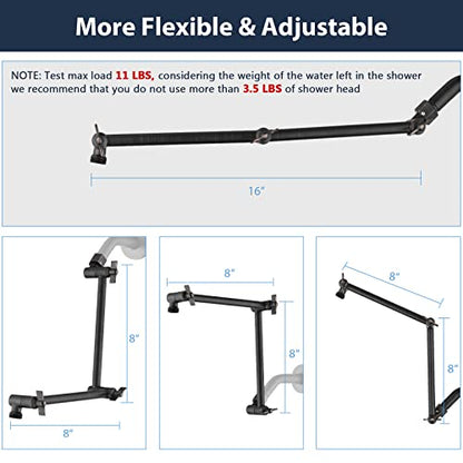 PDPBath Shower Extension Arm, 16" Upgrade Solid Brass Shower Head Extender, Adjustable Height Extended with G1/2 Universal Connection for Rain & Handheld Shower Head - Oil Rubbed Bronze - color: Oil Rubbed Bronze, style: 8 Inch + 8 Inch