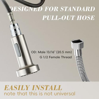 Kitchen Faucet Head Replacement, Pull Down Spray Head with 2 Spray Modes, High Pressure Faucet Sprayer, Universal Sink Spray Head for Kitchen Faucet Replacement, Brushed Nickel Finish - color: Pull-Down Spray Head - Brushed Nickel