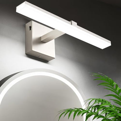 18 Inch Bathroom Vanity Light Over Mirror Brushed Nickel Arm Extra Wide LED Bar 6000K Daylight ETL IP44 CRI85+ - color: Brushed Nickel, size: 18-inch