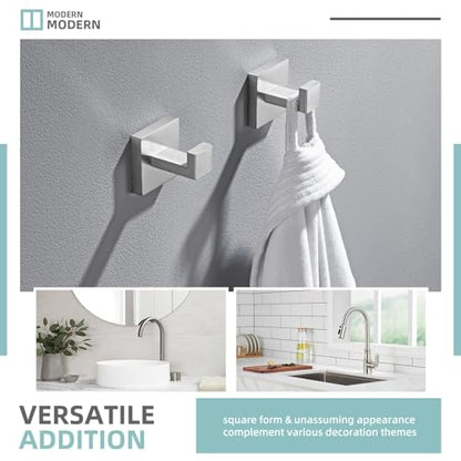 Angle Simple Bathroom Towel Hooks, Robe Coat Hooks, Brushed Nickel, 2 Pack | SUS304 Stainless Steel Shower Bath Towel Holder, Bathrobe Hanger Screw Wall Mount - color: Brushed Nickel, size: 2 Pack