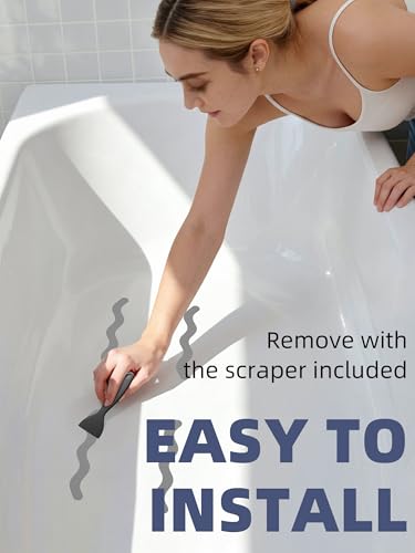 Secopad 36 PCS Anti Slip Shower Stickers, Safety Bathtub Strips Adhesive Decals with Premium Scraper for Bath Tub Shower Stairs (Grey) - color: Grey