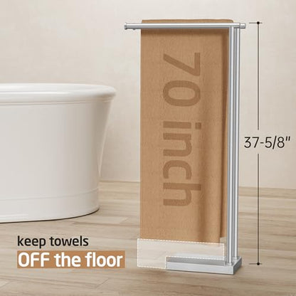 KES 37" Free Standing Towel Racks for Bathroom with 3X Thicker Base | Equal-height, Towel Rack Stand, Bathroom Floor, Upgrade Steady Design, Pro-Grade 18/8 Stainless Steel Brushed Finish - size: 37 inch (2-tier, Equal Height)