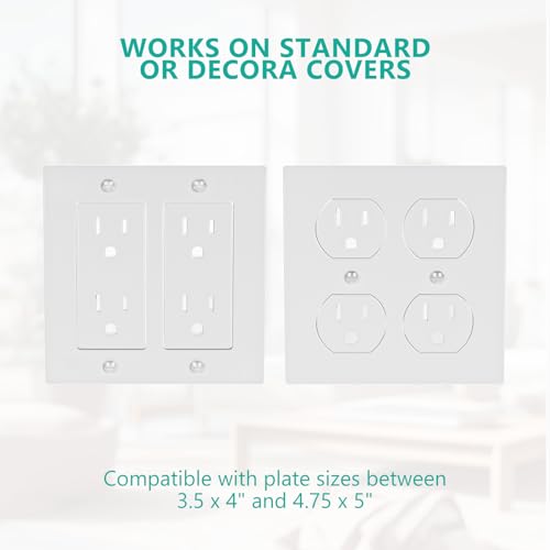 WALI Double Outlet Shelf Wall Holder – Bathroom Shelf Duplex for Electric Toothbrush, HomePod Mini, Echo Dot & Phone Charging – White (DLS001) - size: Larger