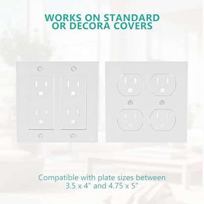WALI Double Outlet Shelf Wall Holder – Bathroom Shelf Duplex for Electric Toothbrush, HomePod Mini, Echo Dot & Phone Charging – White (DLS001) - size: Larger