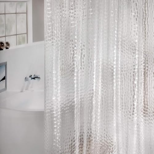WELTRXE Extra Long Shower Curtain Liner with Magnets, 72 x 84 Inch Waterproof 3D Water Cube Clear Bathroom Shower Curtains, No Chemical Smell, Heavy Duty, Extra Long for Shower Stall, Bathtubs - color: Clear-water Cube, size: 84"W x 72"L (Pack of 1)