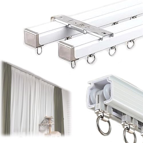 Wall Mount Curtain Track Mute and Smooth Curtain Track Wall Mounted Curtain Rail for Hotel Teahouse Wall Mount Curtain Rod -Room Divider-Sliding Curtain Rail for Living Room(White,5.6ft) - color: White, size: 5.6ft