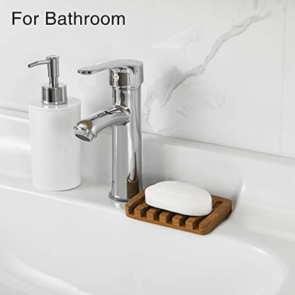 Wooden Soap Dishes for Bathroom Shower,Teak (2P) | Bar Soap Holder with Self Draining Tray, Natural Waterfall Drain Soap Saver