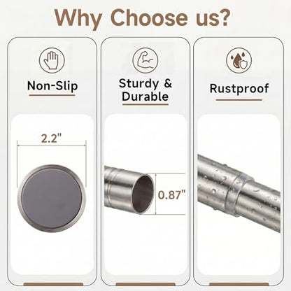 Brushed Nickel Tension Curtain Rod 24 to 64 Inch(2-5.3ft) - Stainless Steel Spring Tension Shower Curtain Rod, No Drilling Tension Rod for Curtains Windows Closet Kitchen - color: Brushed Nickel, size: 24-64 Inches