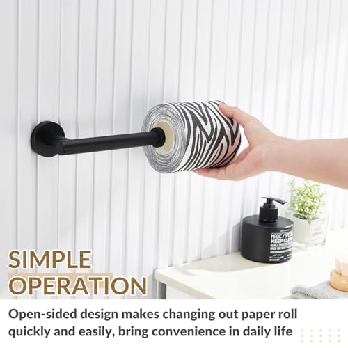 Toilet Paper Holder, 304 Stainless Steel, Matte Black | Right-Facing Open Arm, Quick Roll Replacement, Raised End Stop, Fits Regular, Large & Mega Rolls, Bathroom & Powder Room Use - color: Matte Black