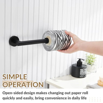 Toilet Paper Holder, 304 Stainless Steel, Matte Black | Right-Facing Open Arm, Quick Roll Replacement, Raised End Stop, Fits Regular, Large & Mega Rolls, Bathroom & Powder Room Use - color: Matte Black
