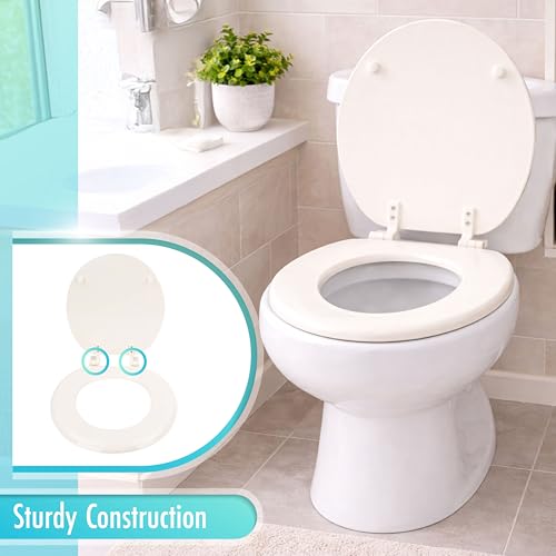 LDR 18.5 x 14.375 x 2 in. Round Molded Wood Toilet Seat 050 1066BS, Round Toilet Seat Replacement for Bathrooms, Durable Painted Finish, Easy Install Hardware, Bathroom Accessory for Home Improvement - color: Wood