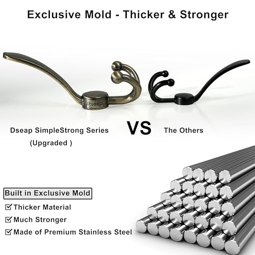Over Door Hook 2.0 - Upgraded Version - Simple-Assembly, Strong, Heavy-Duty Stainless Steel 5-Tri-Hook Over The Door Hanger Rack, SimpleStrong Series, Bronze, Pack of 2 - color: Bronze
