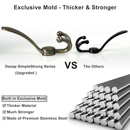 Over Door Hook 2.0 - Upgraded Version - Simple-Assembly, Strong, Heavy-Duty Stainless Steel 5-Tri-Hook Over The Door Hanger Rack, SimpleStrong Series, Bronze, Pack of 2 - color: Bronze