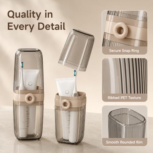 Toothbrush Travel Case with Rinse Cup, 1 Pack | 7.87 - color: Coffee