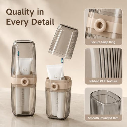Toothbrush Travel Case with Rinse Cup, 1 Pack | 7.87 - color: Coffee