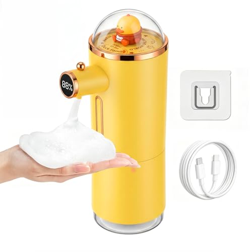Automatic Liquid Soap Dispenser Touchless, USB Rechargeable Smart Hand Soap Dispenser, 13.5oz/400ml, 3-Level Adjustable, Wall Mounted for Kitchen Bathroom Family (Yellow) - color: Yellow