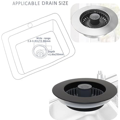 Kitchen Sink Drain Stopper Black Sink Strainer Kitchen Sink Drain Strainer | Drain Stopper 3 in 1 Pop Up with an Extra Basket Sink Drain Strainer Black, Kitchen Sink Stopper for US Standard 3-1/2 Inch - color: Model E Copper Black