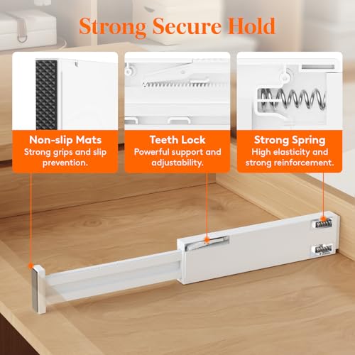 Lifewit 2.36" Upgrade Kitchen Drawer Dividers, Adjustable Drawer Organizer | 11"-17" Expandable White Drawer Separator for Clothes/Utensils, Dresser/Cabinet/Closet/Nursery Organization & Storage, 5 Pack - size: 2.36"H, 11-17"L