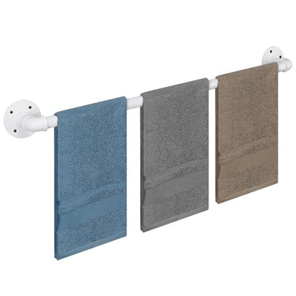 Industrial Pipe Towel Rack Towel Bar, Heavy Duty Wall Mounted Rustic Farmhouse Bath Towel Holder for Bathroom (White, 28 inch) - color: White, size: 28 inch