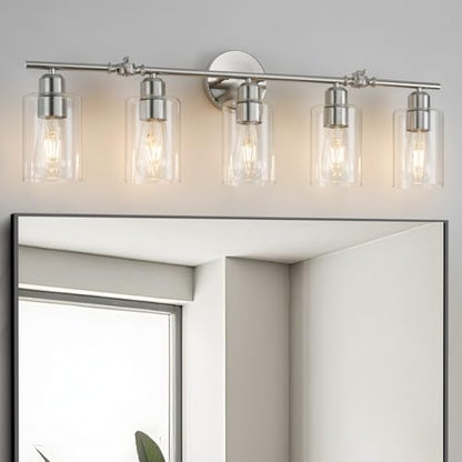5-Light Bathroom Light Fixtures, Brushed Nickel Vanity Lights for Bathroom - color: Brushed Nickel, size: 5 Light - 1 pack