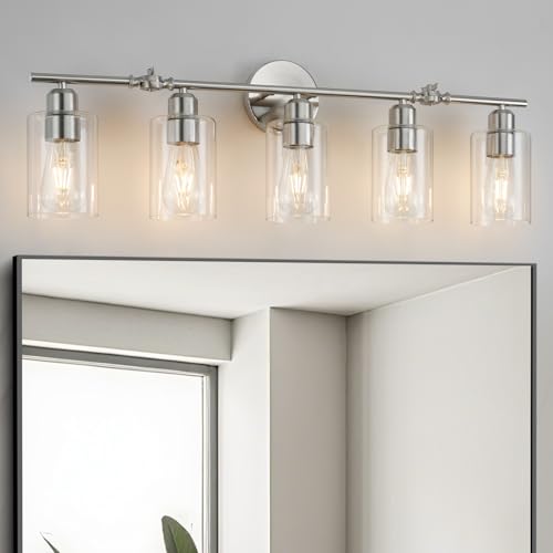 5-Light Bathroom Light Fixtures, Brushed Nickel Vanity Lights for Bathroom - color: Brushed Nickel, size: 5 Light - 1 pack