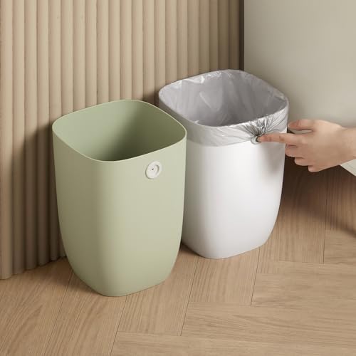 Bathroom Trash Can, Plastic Rectangular Garbage Can with Trash Liner Holder for Bedroom, Living Room, Small Indoor Waste Basket, 7L, Green - color: ( New Model ) Green