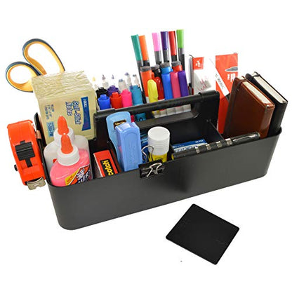8 Compartments DIY Dividers,Large Portable Caddy, Multi Purpose,Stackable, Modern Solution for School, office, Desktop Endless use of your Choice -MADE IN USA (Black) - color: Black