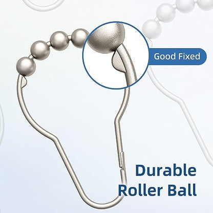 Titanker Shower Curtain Hooks Rings, Rust-Resistant Metal Shower Curtain Hooks for Bathroom Shower Rods Shower Hooks Shower Rings for Curtain - Set of 12, Matte Nickel - color: Matte Nickel