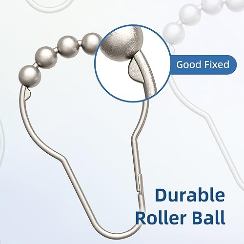 Titanker Shower Curtain Hooks Rings, Rust-Resistant Metal Shower Curtain Hooks for Bathroom Shower Rods Shower Hooks Shower Rings for Curtain - Set of 12, Matte Nickel - color: Matte Nickel