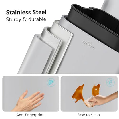 mVm 8 Gal Kitchen Trash Can, Tall Step Trash Can with Lid, Smooth Edge Garbage Bin for Home Office (Cement) - color: Cement, size: 8Gal
