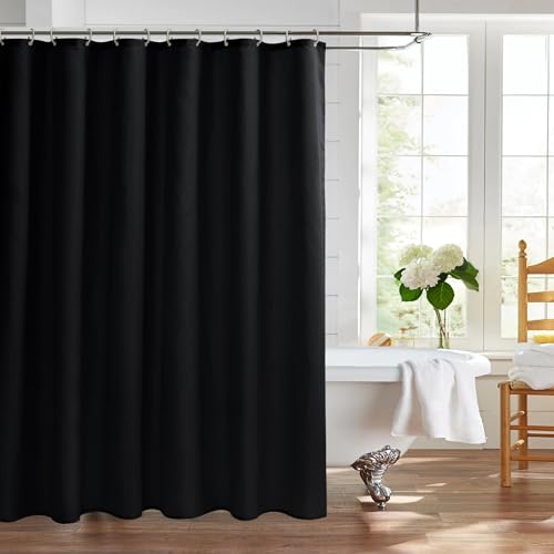 Nasitos Fabric Shower Curtain Liners with Magnets 2 Pack 70X72 Inch White | Washable & Water Resistant Lighweight Cloth Shower Liner for Bathroom, Soft Hotel Quality, Standard Size - color: Black, size: 72"W x 84"L (Pack of 2)