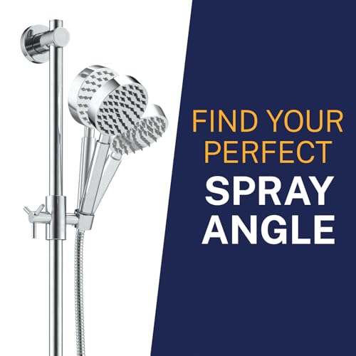 HammerHead Showers® Solid Metal 27.5 Inch Shower Slide Bar for Hand Held Shower Heads, Chrome | Adjustable Height Showerhead with Hose Rail System | Easily Adjust Height & Angle of Handshower - color: Chrome
