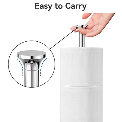 Toilet Paper Holder Stand(with Reserve Function), Free-Standing Spare Rolls Storage Holder, Stainless Steel, Modern Design - color: Chrome