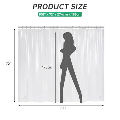 AmazerBath Extra Wide Shower Curtain Clear 108 Inches Wide, Wrap Around Shower Curtain for Clawfoot Tub, Heavy Duty PEVA with 3 Weighted Stones and 18 Grommet Holes, 108x72 Inches - color: 8g Clear, size: 108"W x 72"L (Pack of 1)
