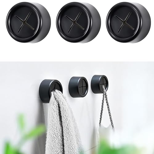 3-Piece Adhesive Towel Hook Set - Black Silicone Claw Towel Holder for Kitchen, Bathroom, Outdoor Use - color: Black