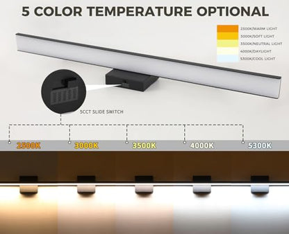 JUSHENG Black Vanity Lights Fixtures LED for Bathroom 5CCT Dimmable LED Bar | 5CCT Dimmable Bathroom Vanity Light Fixtures LED Vanity Light Bar 31.5'' Inch 32W ETL Certificated - color: Black-5CCT, size: 31.5'' Long-Dimmable