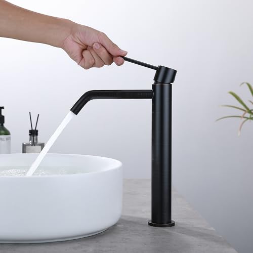 Oil Rubbed Bronze Vessel Sink Faucet with Pop Up Drain and Supply Lines, Stainless Steel Bronze Vanity Faucet Single Hole, JXMMP 1 Handle Bathroom Faucet Oil Rubbed, JXM1001ORB - color: Oil Rubbed Bronze, size: Tall Faucet