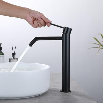 Oil Rubbed Bronze Vessel Sink Faucet with Pop Up Drain and Supply Lines, Stainless Steel Bronze Vanity Faucet Single Hole, JXMMP 1 Handle Bathroom Faucet Oil Rubbed, JXM1001ORB - color: Oil Rubbed Bronze, size: Tall Faucet