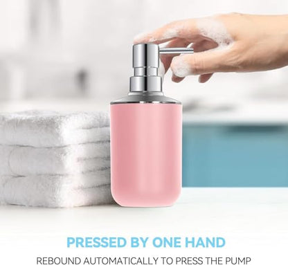 Pink Bathroom Accessories Set 2 PCS, Soap Dispenser and Toothbrush Holder | Pink Bathroom Accessories, Plastic Set, Boho Bathroom Decor, Bathroom Set - size: 2pcs Pink