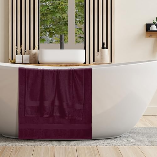BOUTIQUO Cotton 2 Pack Oversized Bath Towel Set, Large Bath Towels 27x54, Ultra Soft, Absorbent, Compact, Quick Drying and Lightweight, Eco-Friendly and 100% Recyclable Towel Set - Burgundy - color: Burgundy, size: Bath Towel - Pack of 2