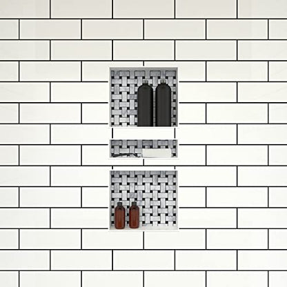 Tile Redi USA RNT1620D-14 Niche Triple Recessed Shower Shelf, Three Shelves, 34" H X 16" W, Black - size: 34" H X 16" W, style: 3 Shelves