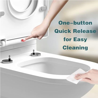 Slow Close Toilet Seat, V Shaped Toilet Seat with Adjustable Hinge, Quick-Release, Easy to Install Also Easy to Clean, Never Loose, Quiet-Close Lid and Seat, PP, White,01B (01B) - size: 01B