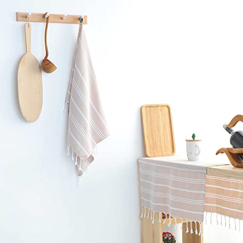 Cacala 100% Turkish Cotton Kitchen Tea Towels, Highly Absorbent Luxury Soft Quick Drying Dish Towel with Hanging Loop for Gym, Yoga, Bath, Sports, Cleaning and Kitchen (23 x 36), Beige - color: Beige