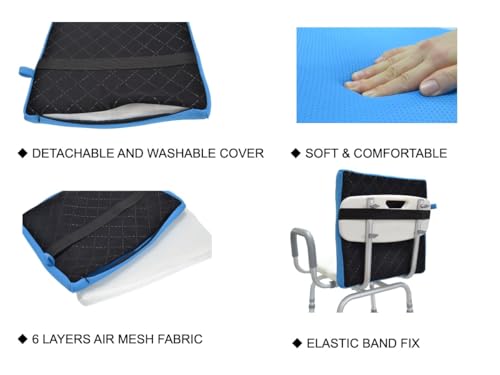 Shower Chair Backrest Seat Cushion Bath Stool Transfer Bench Mat Pad | Non-Slip Waterproof Quick Dry Washable, Warm Comfortable Pressure Relief, Air Mesh Fabric, Drain Water Immediately
