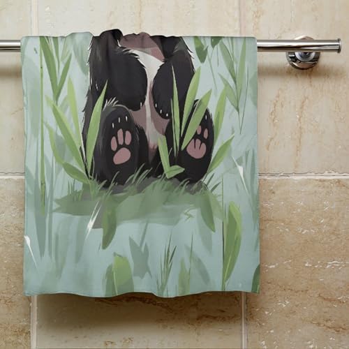 Panda Bamboo Towel Ultra Soft Bath Towel Highly Absorbent Hand Towel Quick Dry Face Towel Lightweight Gym Towel for Bathroom Shower Spa Sensitive Skin Sports Towel