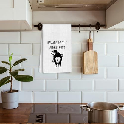 Australian Shepherd Waffle Kitchen Towel Australian Shepherd Gifts | Quick Dry Microfiber Sustainable Dish Towels for Kitchen Home, Funny Australian Shepherd Reusable Hand Towels, Tea Towel - color: Dog Wiggle