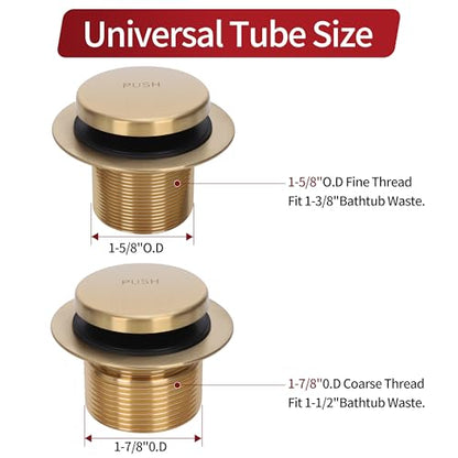 PRIMSOPH Tip-Toe Tub Drain Trim Kit with One Hole Overflow Faceplate Conversion Kit Assembly Universal Fine Coarse Thread Replacement Brushed Gold - color: Brushed Gold, style: One Hole