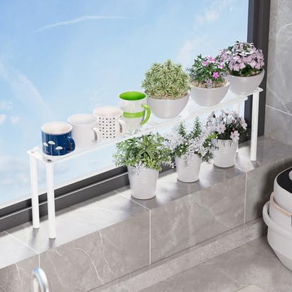 Expandable Mesh Shelf Organizer for Over-Sink Storage, Kitchen Counter, Windowsill Plants, Bathroom Vanity, and Office Desk — A Narrow Tall Solution for Tight Spaces - size: 1 Tier